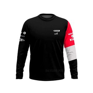 Alonso Alpine F1 Team Motorsport de camiseta longa Team line masculino de poliéster rápido seco e respirável anti-up não desbotam camisas de fórmula 1 Top 317