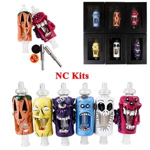 Atacos novos kits de coletor nc do NC de Halloween estilos de v￡rios desenhos animados hookahs bongs de vidro inebriante de 6 polegadas de 6 polegadas pequenos tubos de ab￳bora plataformas com unha de tit￢nio