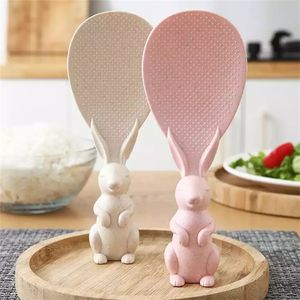 Plastic rijstlepel kan staan voor konijnenschepschep schepbekledingkoker Silicium Lepel Set Kitchen
