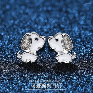 Orecchini a bottone TKJ 2022 S925 Sterling Silver Dog Girls Cute Zodiac Piccoli gioielli simmetrici morbidi e fortunati