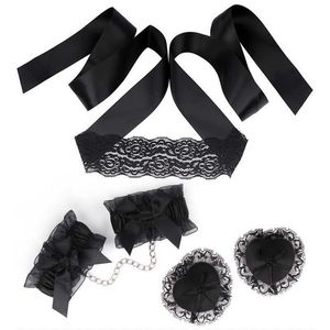 Beauty Items sexy Lace Bondage Kit Set Role Play y Blindfold Handcuff Nipple Sticker Flirt Toys Erotic Accessories Adult Games Supplies