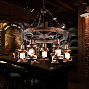 Pendellampor vintage smidesj￤rn E27 LED -lampor Creative Industrial Rustic Lighting Fixture Edison f￶r hemloft caf￩