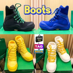 Designer Ankle Boots Men Women Flatform Lace Up Half Booties Puddle Bomber 6cm Fashion Booted Deep Blue Black String Egg York Grass Green mens womens shoes