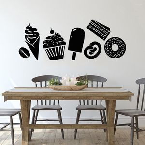 Wall Stickers Dessert Shop Decal Sweets Confection Ice Cream Cake Donut Coffee Beans Refrigerator Window Cafe Interior Decor Art