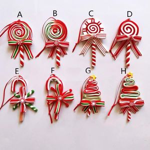 Christmas Tree Decoration Ornament Simulated Soft Clay Lollipop Red White Candy Cane Tree Pendants Xmas Decor For Home SN4188