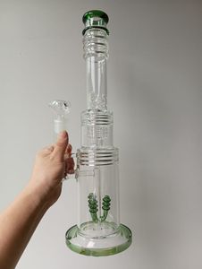 18 inch Green Glass Water Bong Hookahs Female 18mm Tire Perc Oil Dab Rigs Smoking with Bowl Accessories