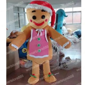 Halloween Gingerbread Man Mascot traje de desenho animado personagem Carnival Festival Dresses Fantasia Tamanho Adultos Tamanho Xmas de Publicidade ao ar livre