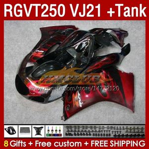 Fairings Kit & Tank For SUZUKI RGV250 SAPC VJ21 RGVT250 RGV-250CC 88 89 Bodywork 159No.17 RGVT-250 RGV-250 Panel RGVT RGV 250 CC 250CC 1988 1989 Fairing Kit red flames