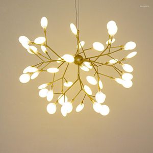 Lampy wiszące gwiazda Firefly Flower żyrandol oświetlenie romantyczny wystrój LED do salonu sypialnia nordycka lampa projektowa