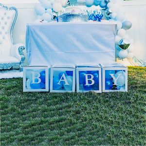 Décorations de Noël Nom de lettre transparente Box Girl Boy Baby Shower Decor 1st 1 One Birthday Party Wedding Supplies