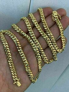 Catena o bracciale a maglie cubane Miami da uomo placcato in oro 14k su serratura a scatola in argento massiccio 925