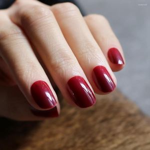 False Nails MQPQ Vendas de produtos Borgonha Long Head Oval Unhas Falsas Red Set Full Full 24pcs