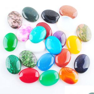 Loose Gemstones Aventurine Tigers Eye Lapis Lazi Gemstone Beads Oval Cabochon Cab No Drill Hole 30X40X8Mm Jewelry Making Bu808 Drop D Dhgpj