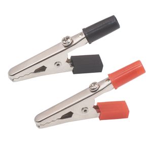 50mm Alligator Clips Splicing Fitting Phone Tool With Screw Black Red Plastic Coated Testing Probe Mini Crocodile Clip Jointing Clamp 2000pcs/lot