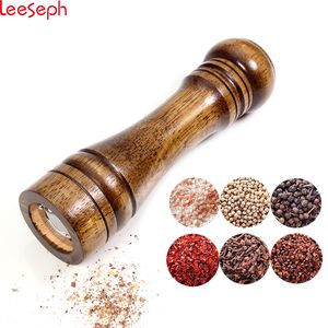 Mills Salt and Pepper Solid Wood Mill with Strong Adjustable Ceramic Grinder 5" 8" 10" - Kitchen Tools by Leeseph 220928