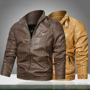 Nya l￤derjacka rockar m￤n Autumn Winter Causal Fleece Motorcykelcyklist PU L￤der Ytterkl￤derjackor Male Vintage Clothing