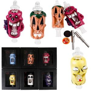Cartoon Style Nector Collector Rökning Pipes Mini Hookahs Glass Bong Nector Collectors NC Kits Oil Dab Rigs With Titanium Nails Retail Box