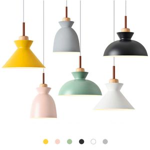 Pendant Lamps Nordic Combined Solid Wood Pendant Lights Multicolor Aluminum Lamp Shade Hanging Lamp For Home Restaurant Bar Hotel Cafe Decor G230524
