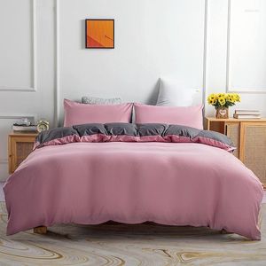 Bettwäsche-Sets, ganze farbige Bettwäsche, Bettbezug, Steppdecke/Bettbezug, Kissenbezüge, Set, Einzelbett, Doppelbett, komplett, rosa Heimtextilien