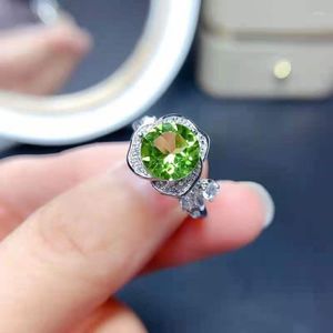 Klusterringar 925 silversmycken med smaragd zirkon olivgr￶na ￤delstenar ring f￶r kvinnor br￶llopsdag bankettfestg￥vor