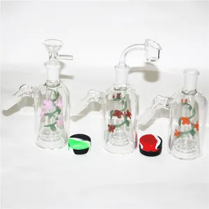 Kuvars Bange Bowl ile 45 Derece Nargile Cam Kül Catcher 14mm Mini Cam Bong Ashcatchers Kalın Pyrex Clear Bubbler Ashcatcher