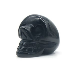 23mm de obsidain natural do crânio esculpido em pedras preciosas escultura de belas artes Reiki estátua de pedra de cura.