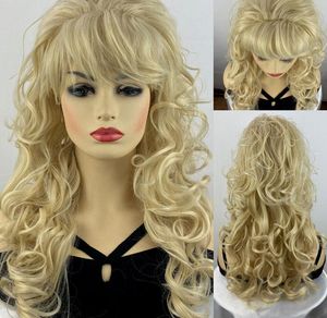 Popular Long Curly Blonde Hair Wigs Wigs Mulheres Perucas de Partidas Naturais