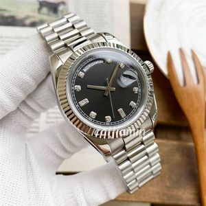 Cai Jiamin - Męski automatyczny zegarek mechaniczny Silver Strap Strap Silver Strap 41 mm Large Dial Business Watch