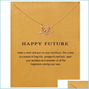 Pendant Necklaces Choker Necklaces With Card Gold Sier Crane Pendant Necklace For Fashion Women Jewelry Happy Future Drop Delivery 20 Dhg8R