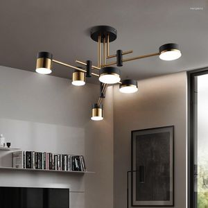 Lampade a sospensione LED Lampadario Droplight in oro nero Illuminazione Soggiorno moderno Decorazione per interni Lampade in metallo 4/6 teste 3 colori