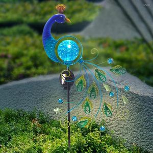 Solar luz vermelha pavão pavão stakes lâmpadas pátio de arte decoração de jardim para decoração de pátio em casa