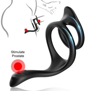 Articoli di bellezza 2 fori Anello del pene in silicone Ritardo maschile Eiaculazione Enhancer Stimolazione del clitoride Giocattoli sexy Per coppie Dick Enlargement Store