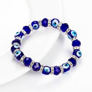 Blue Evil Eye Crystal Fios de pulseiras el￡sticas de braceletes el￡sticas