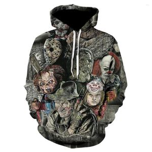 Herrtröjor est skräckfilm chucky 3d tryckt hoodie modejackor tröjor hösten casual ytterkläder unisex plus size s-6xl