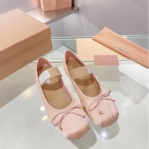 Women ballet Shoes Miu Bow Ankle Cross Wrap Strap Beanie Shoe Versatile Dance Ladies Casual banquet holiday female Crystal diamond Flat Shoes