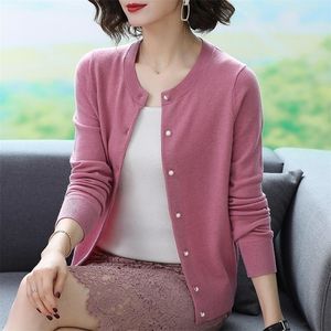 Damskie Krzyki Tees Peonfly Cardigan Długie rękaw Kobiety swetry luźne dzianiny SWEATER płaszcz O- szyja solidne guziki swobodne eleganckie ubrania 220929