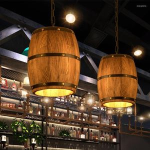 Pendelleuchten, ländlicher Industriestil, japanischer Retro-Holz-Kronleuchter, Bar, Restaurant, antikes Fassweinlicht