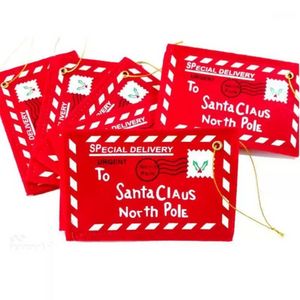 クリスマスデコレーション10pcsレターキャンディーバッグサンタクロースフェルトエンベロープ刺繍装飾飾り飾り子供たちの贈り物wly935