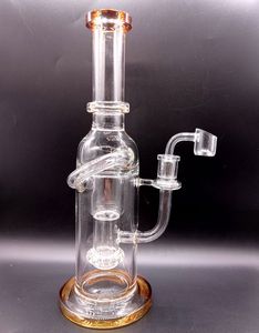 Golden 12 inch Thick Glass Water Bong Hookahs Straight Type Oil Dab Rigs Smoking Pipes Shisha with Female 18mm