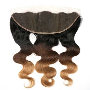 1B 4 27 13x4 Lace Frontal Closure Ombre Color Indian Body Wave Human Hair Frontals for Women