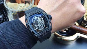 Luxus Uhren Armbanduhren Richamill Designer RMS5201 All Sky Star Diamond Eingelegtes Männer Vollautomatischer mechanischer Uhrenschädelhöhl
