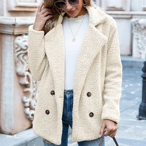 Womens Knits Tees Winter Spring Women Solid Color Casual Jacket Loose Warm Coat Elegant Faux Fur Cashmere Teddy Female Plush Overcoat 22942 220929