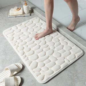 Bath Mats Cobblestone Embossed Bathroom Mat Non-slip Carpets In Wash Basin Bathtub Side Floor Rug Shower Room Doormat Memory Foam