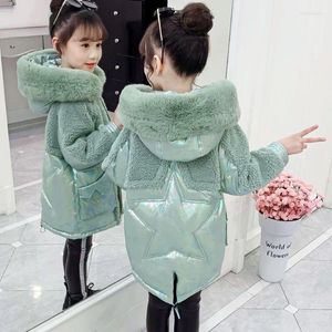 Women's Fur Girls' Cotton Padded Clothes 2022 Children's Down Medium And Long Little Foreign Style P