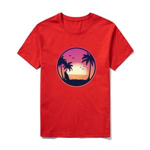 Summer Fashion Shirt Men's Graphic T Shirt Male Topps Basic Harajuku O-Neck Red Tees Casual Sunset Falled Soft Clothes