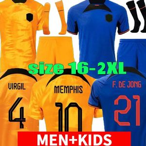 Memphis Nederländerna fotbollströjor 22 23 de Jong Holland de Ligt Wijnaldum van dijk vuxna män barn kit dubries fotbollströja