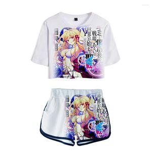 Kvinnors tr￤ningsdr￤kter Anime v￥r Leat Crusade eller The Rise of a World 2 Piece Set Print T Shirt Streetwear Girls Sexy Sportswear Summer Short