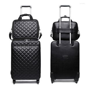 Suitcases TRAVEL TALE Women Spinner Rolling Luggage Set 24" Inch Lady's Cabin Trolley Bag Leather Suitcase 20"
