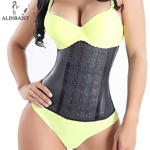 Kadınlar Shapewear Güçlü Lateks Bel Eğitmeni Egzersiz Kum Saati Kemer Düzeltmeni Uzun Gövde Fajas 9 Çelik Kemik 220104