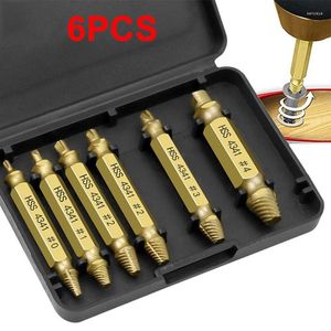 Professionellt handverktyg sätter 6 st skadade skruvekstraktor Speed ​​Out Drill Bits Borttagning Trasig bult Remover Deburrer